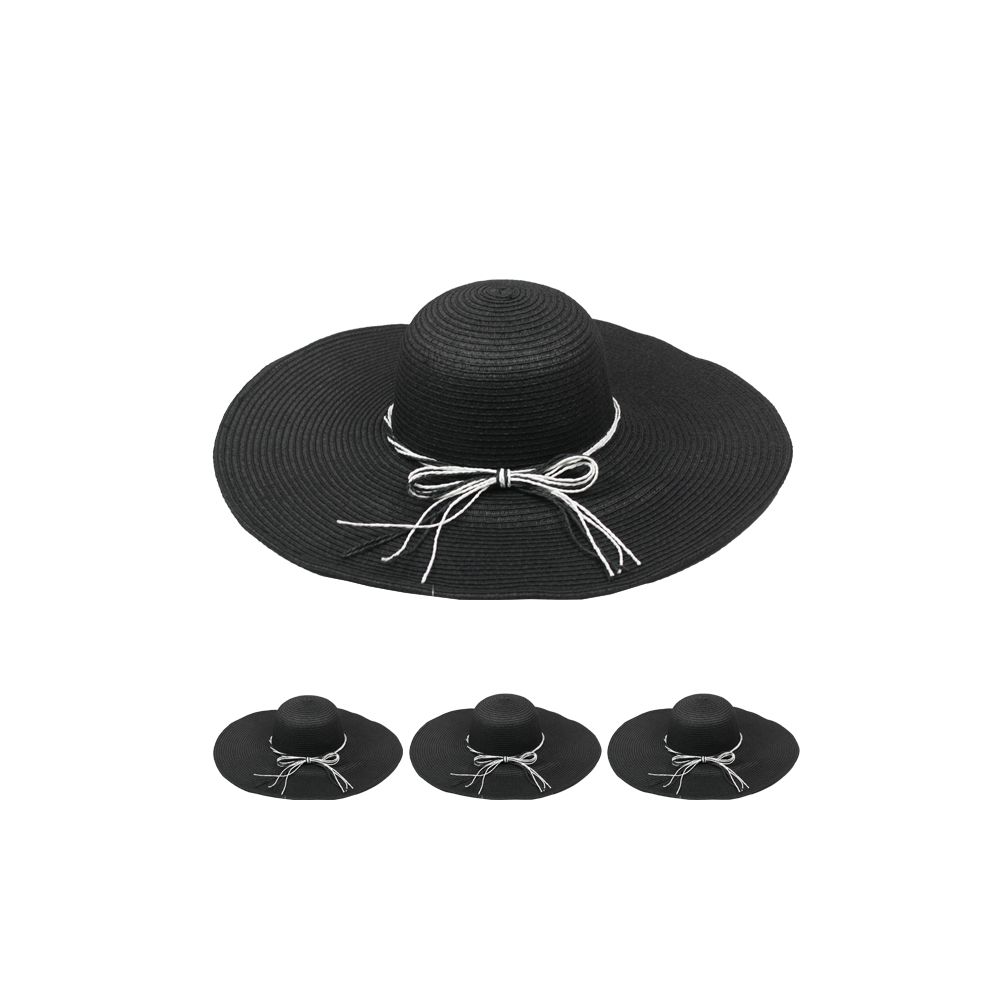 Woman Floppy Summer Straw Hat Black