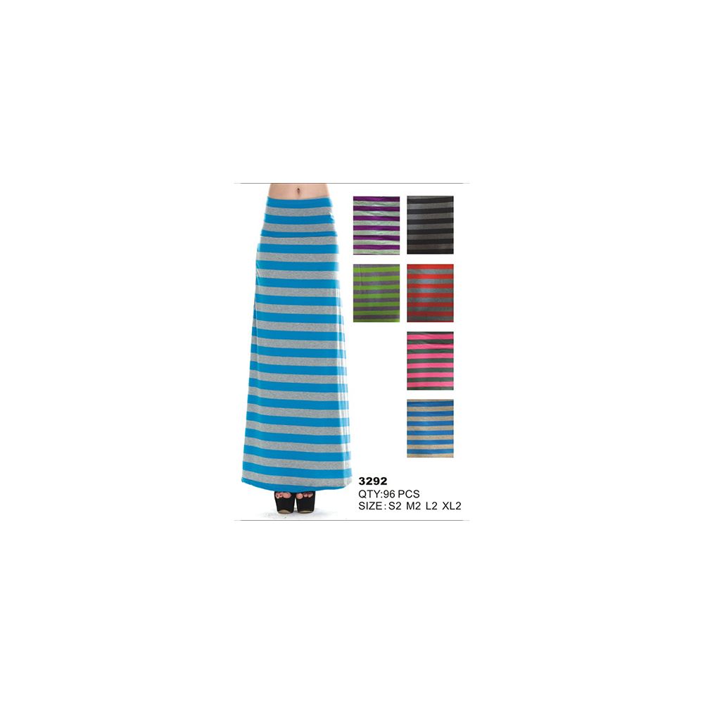 96 Wholesale Cotton Maxi Skirt Striped