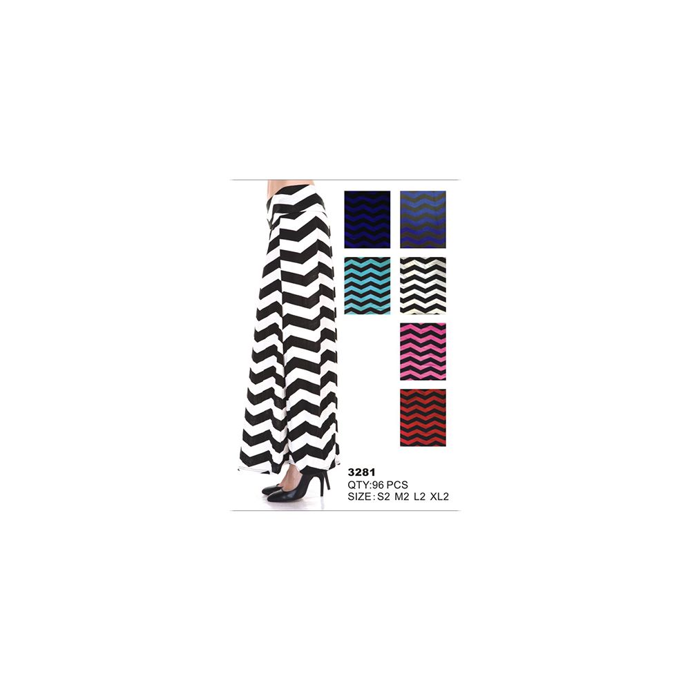48 Wholesale Cotton Maxi Skirt Striped