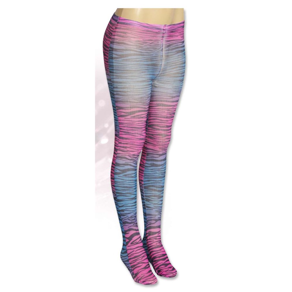 36 Pairs of One Size Only Ladies Rainbow Zebra Tights
