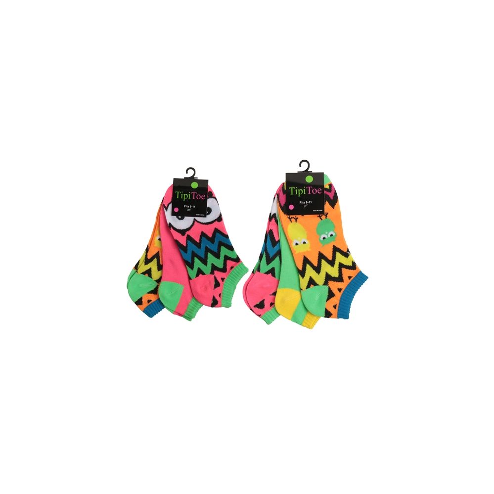 60 of Women's Ankle Socks In Size 9-11 Colorful Chevron Print