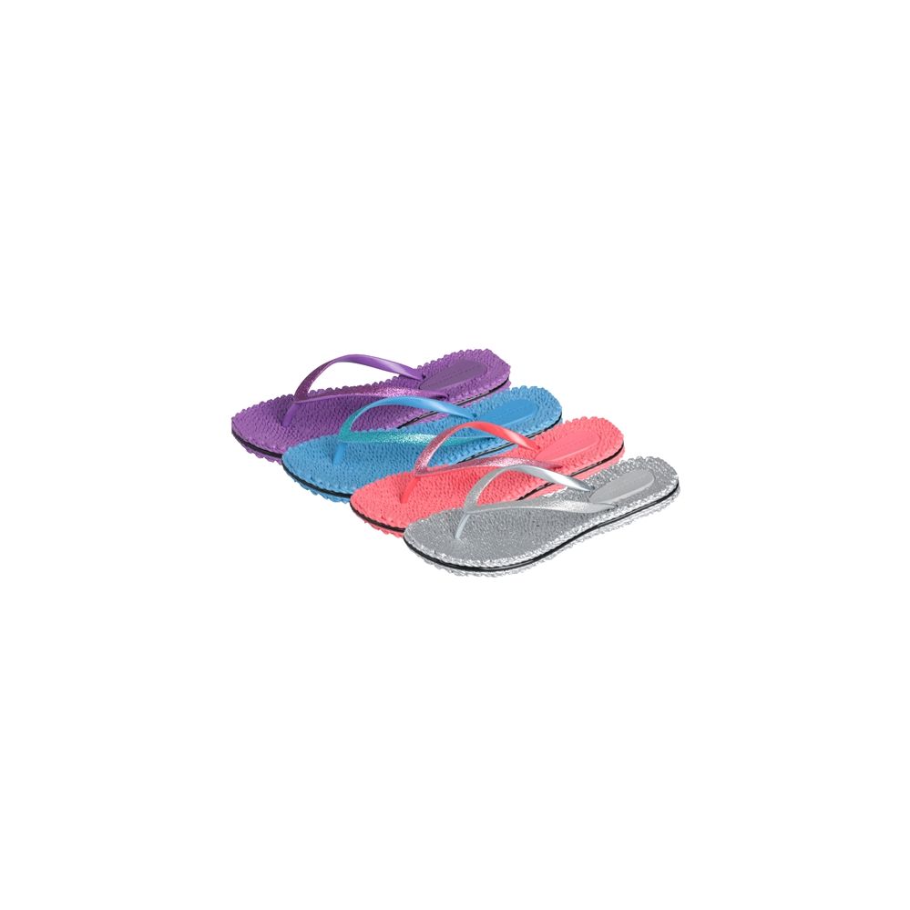 Wholesale Footwear Women's Silver/bright Colored Flip Flop Sizes & Colors Assorted Per Case