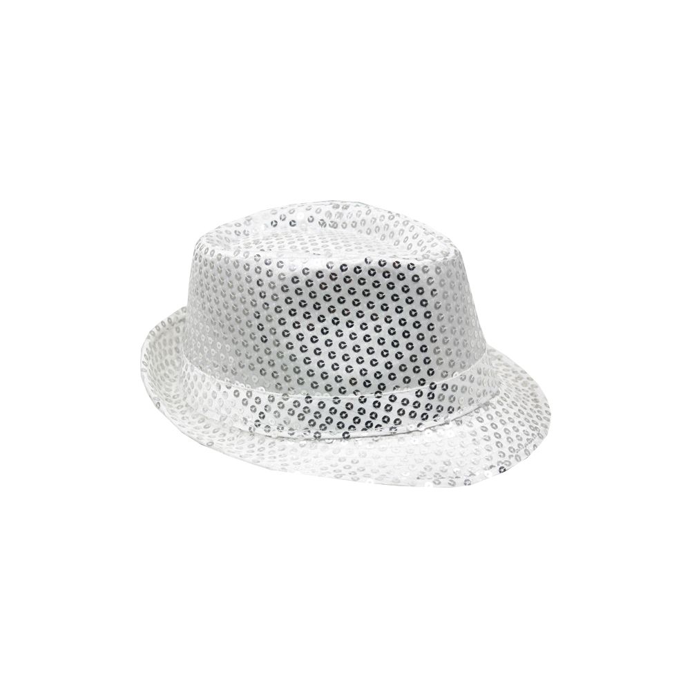 12 of Sparkling Silver Sequin Party Trilby Fedora Hat