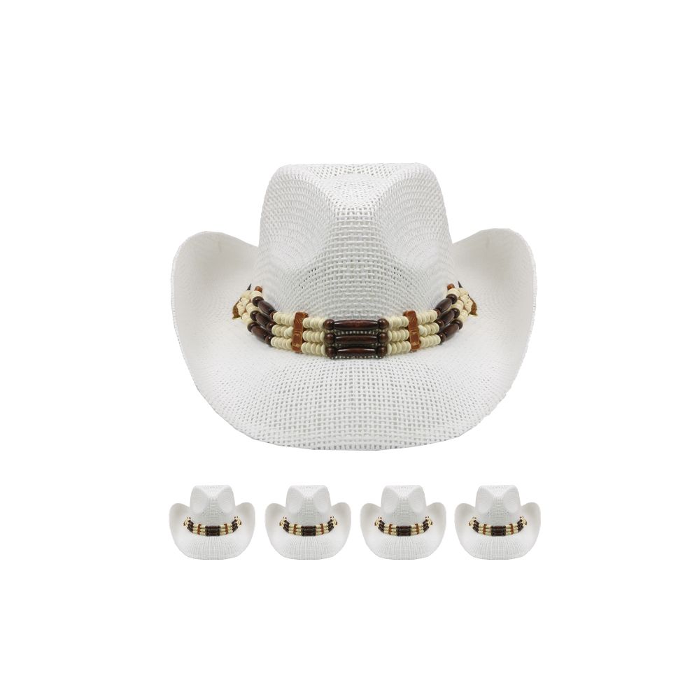 24 Pieces of White Cowboy Hat With Beading