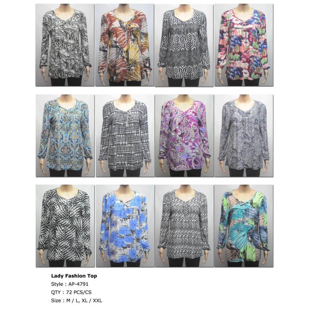 72 of Womens Fashion Long Sleeve Tops Assorted Colors And Sizes