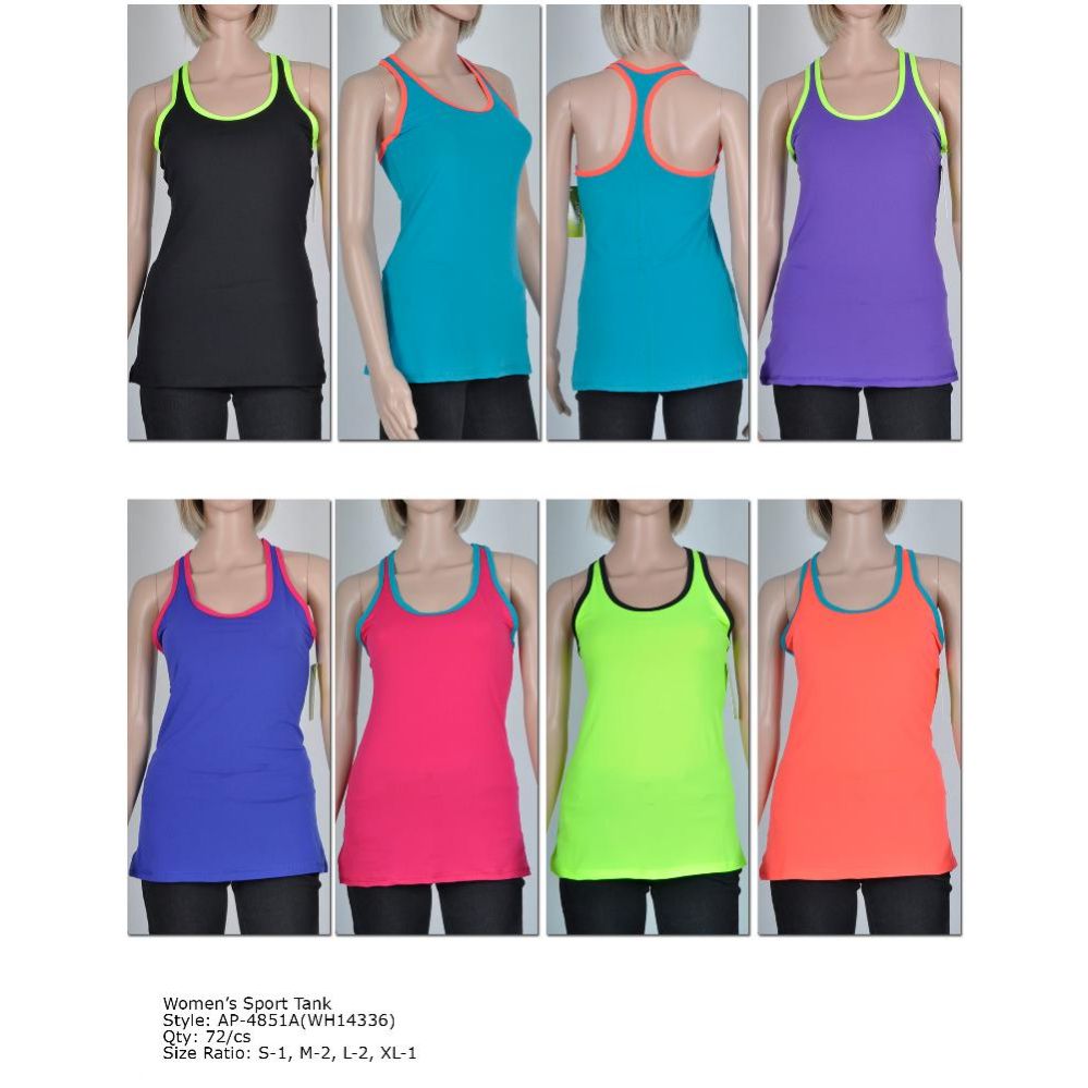 72 Pieces of Women's Fashion Sports Tank In Assorted Colors And Sizes
