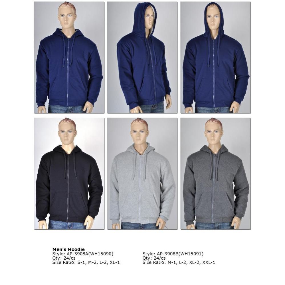 24 Wholesale Mens Fashion Hoodie Assorted Colors And Size