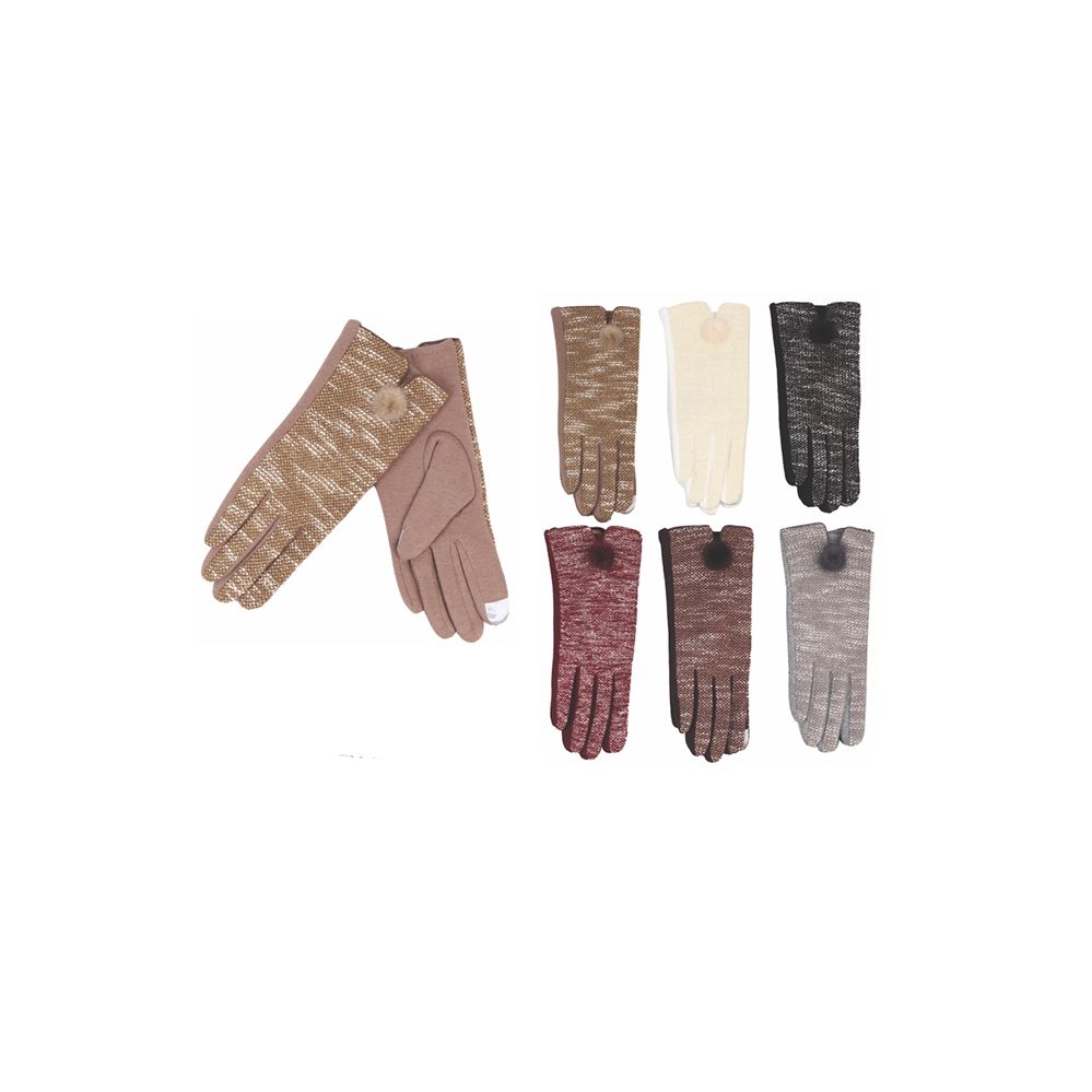 72 of Womens Fashion Fur Lined Cotton Gloves Assorted Color