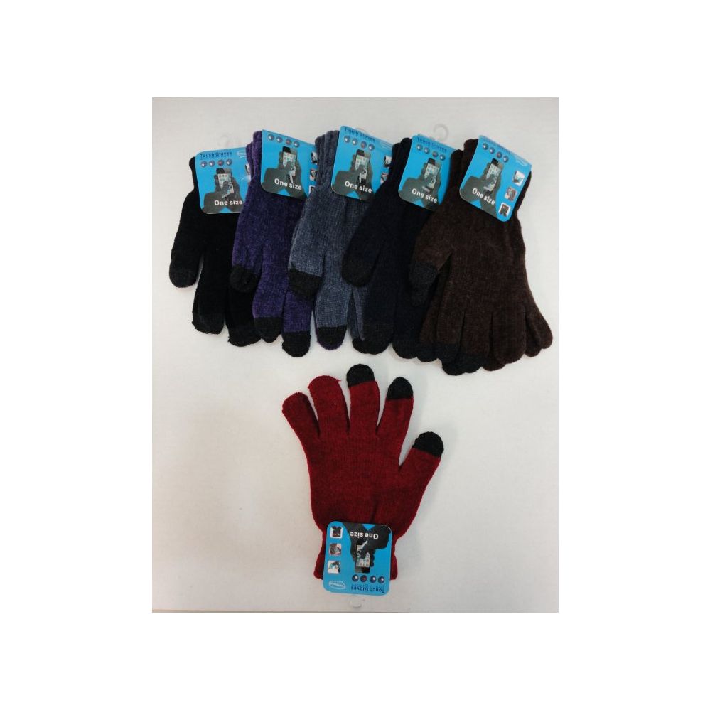 48 Wholesale Ladies Chenille Touch Screen Gloves