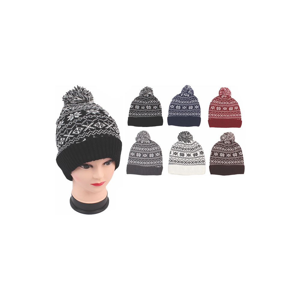 72 Pieces of Ladies Fashion Snow Flake Heavy Knit Hats