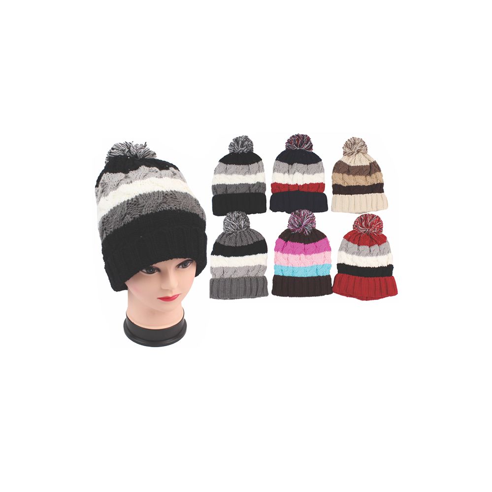 72 of Ladies Fashion Heavy Knit Hats Assorted Colors