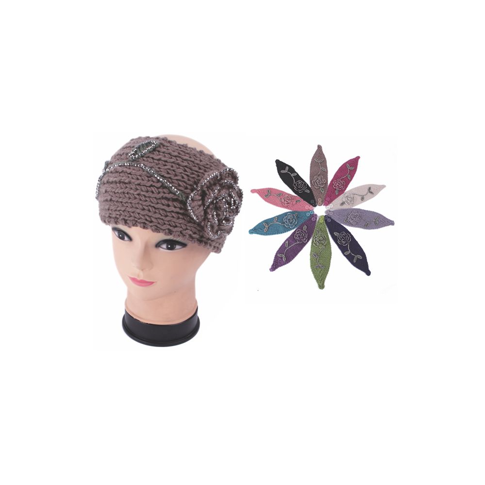 72 of Womens Fashion Assorted Color Winter Headband With Shimmery Flower