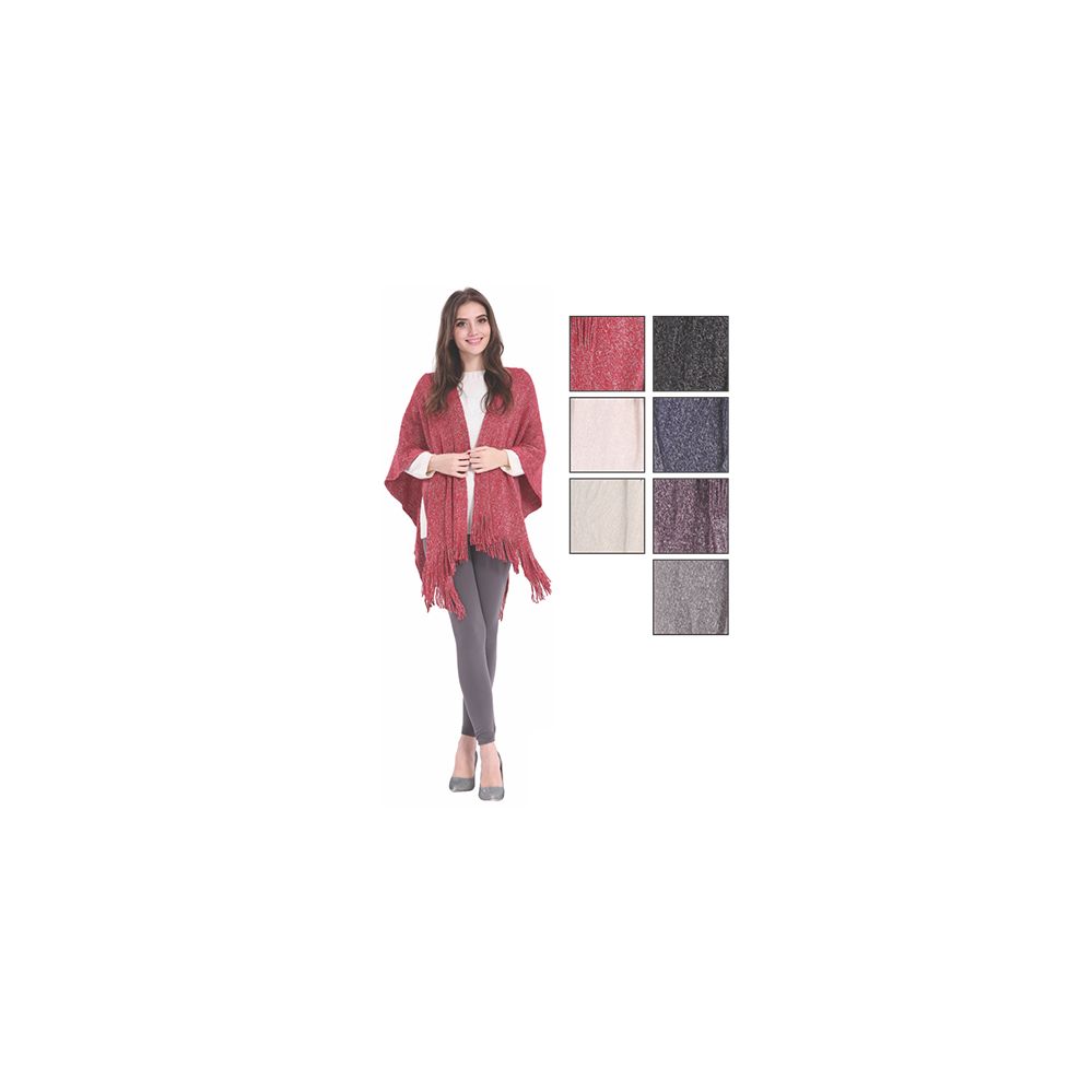24 Wholesale Womens Fashion Assorted Color Ponchos