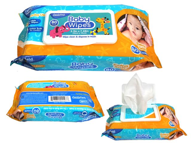 24 Wholesale 80 Count Baby Wipes With Rect. Flip Top Lid