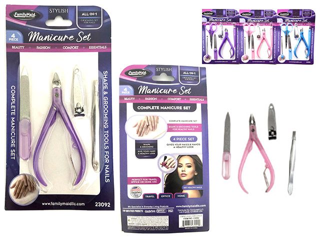 96 Pieces of Manicure Set 4pcs Pink Purple