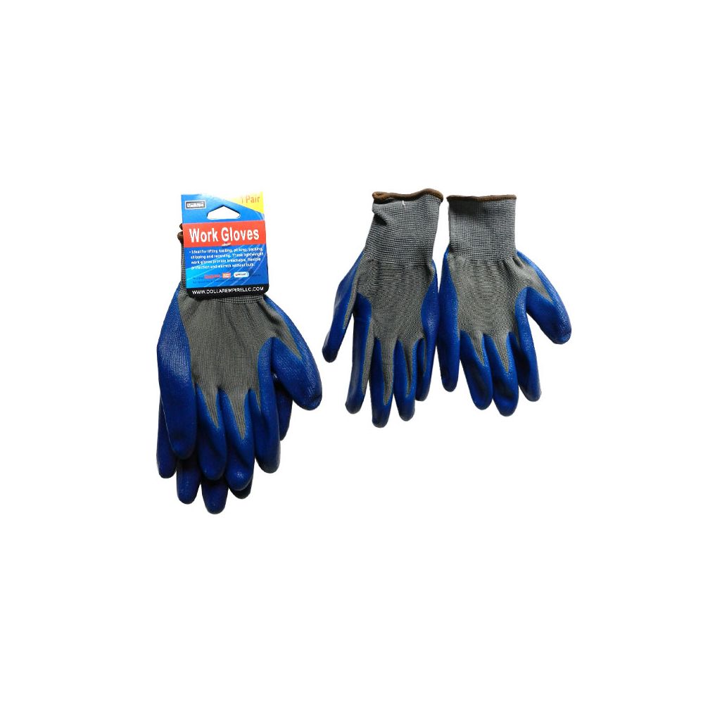 144 Pairs of 1 Pair Working Gloves With Blue Rubber