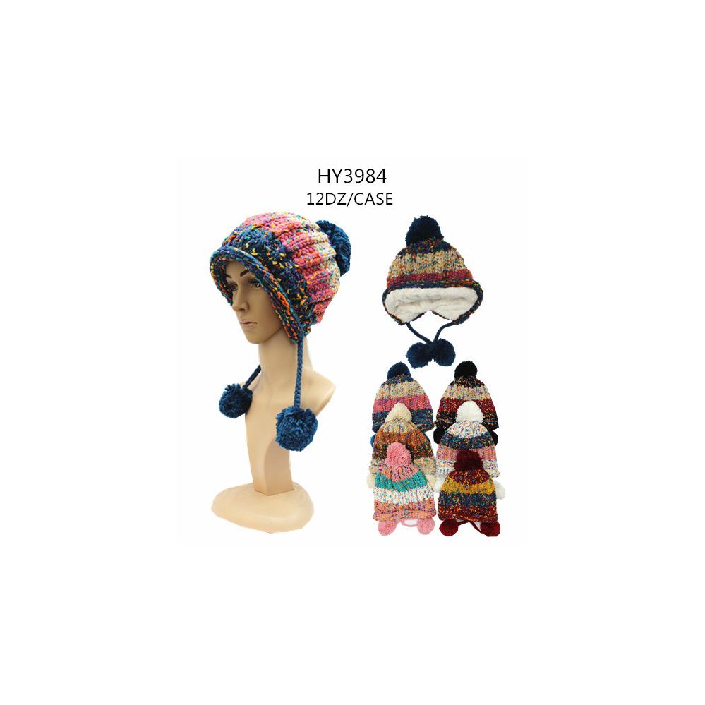 36 Pieces of Women Winter Pom Pom Beanie Hat With Warm Fleece Lined Thick Slouchy Snow Knit Skull Ski Cap
