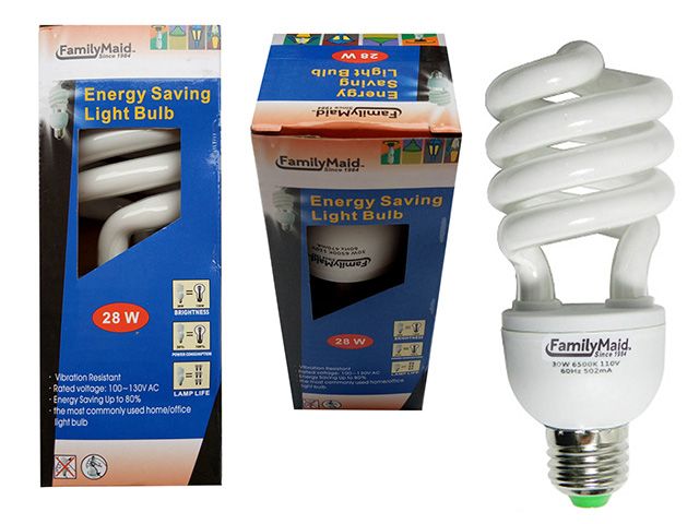 96 Pieces of 28 Watt Energy Saving Spiral Lightbulb In Window Box