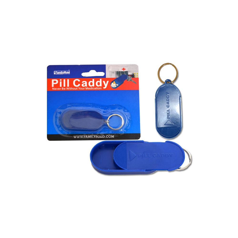 144 pieces of Pill Box W/keychain 4x1.25"blue,red