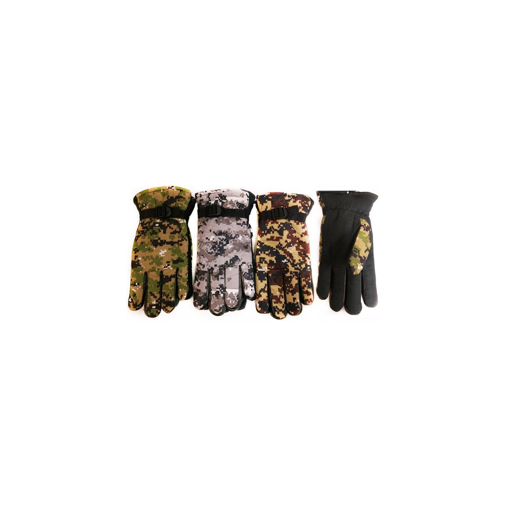 12 Pairs of Winter Camo Ski Glove With Inside Lining And AntI-Slip Grip