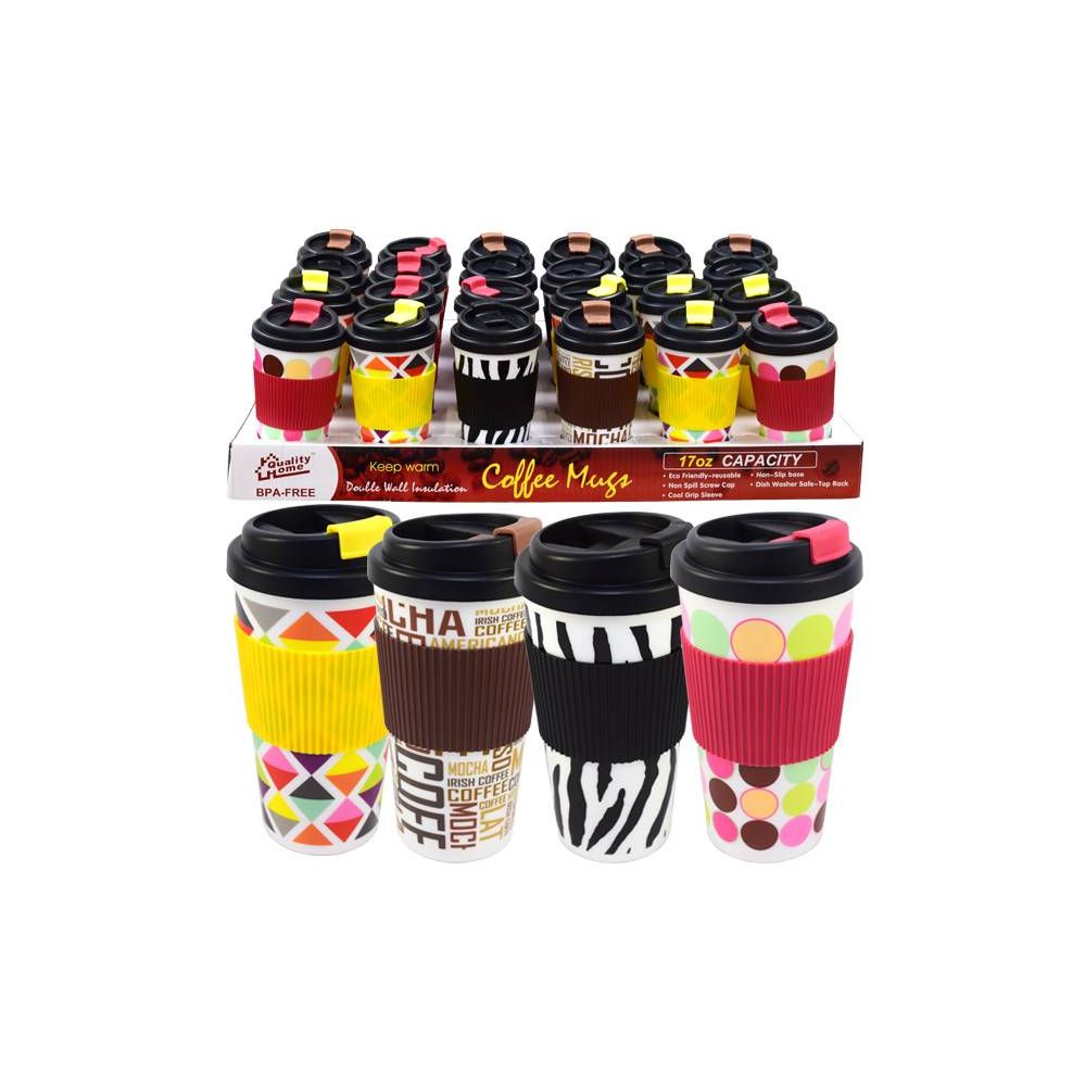 48 Wholesale Coffee Mug Double Wall 16oz Printed Colors