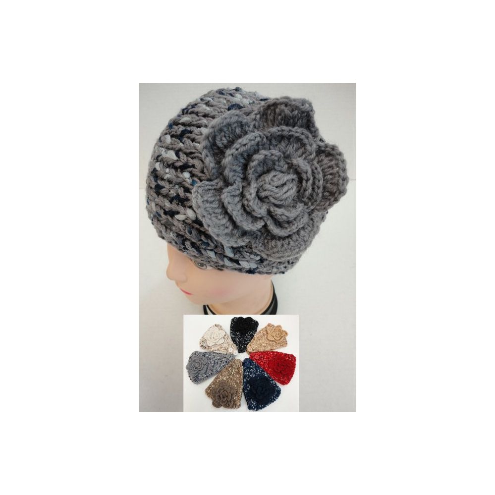 48 Wholesale Wide Hand Knitted Ear Band [variegateD-Flower]