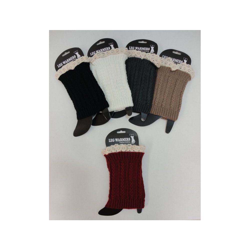 12 Wholesale Boot Cover [cable Knit With Antique Lace]