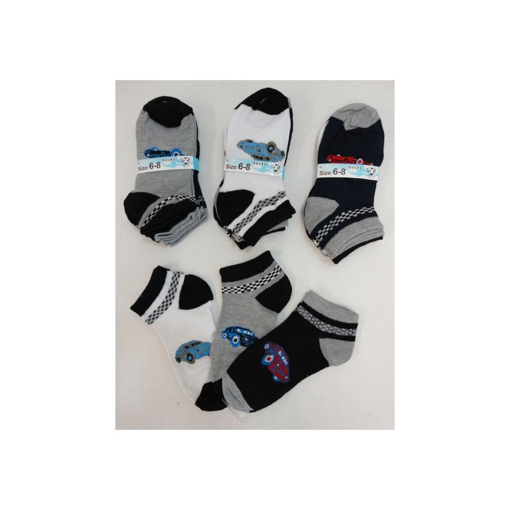 240 pairs of Boy's Printed Anklet Socks 6-8 [cars]