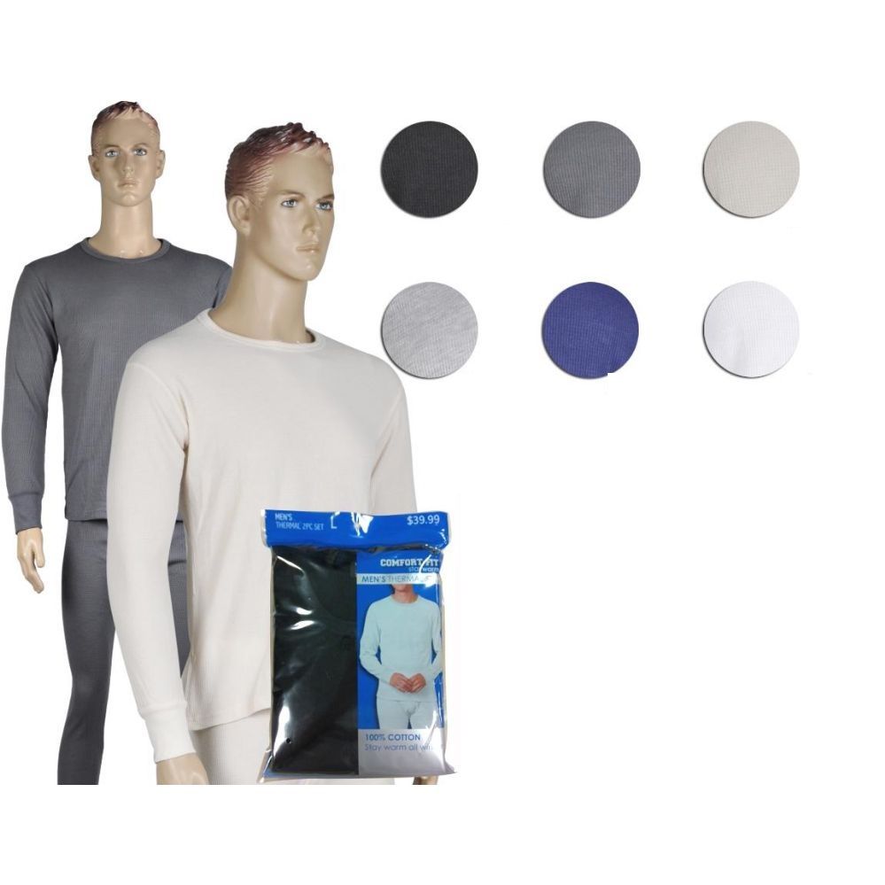 72 Pieces Mens Thermal Set Assorted Color - Mens Thermals
