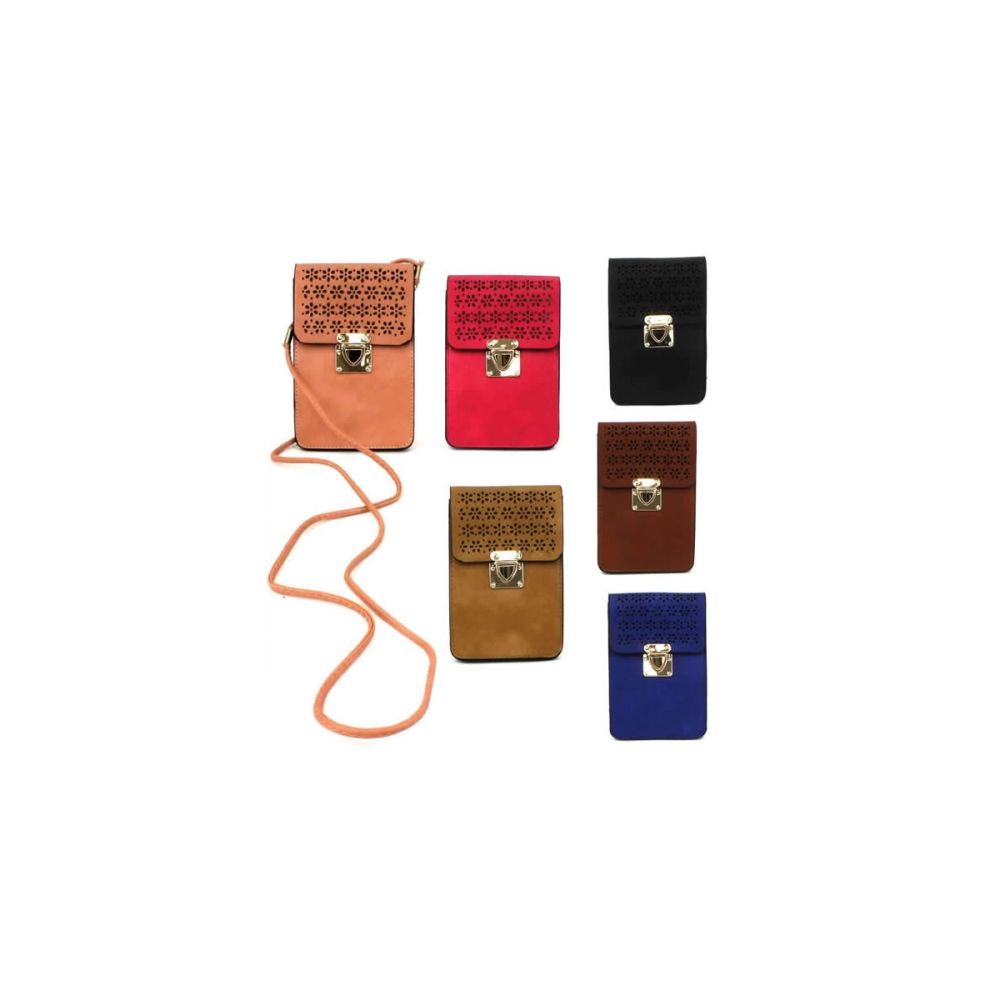 120 Wholesale Double Pocket Cell Phone Cross Body Bag In Asst Colors
