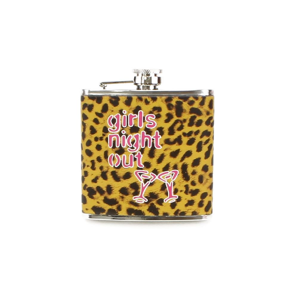 100 Wholesale Girls Nite Out Leopard Print Flask In Individual Box