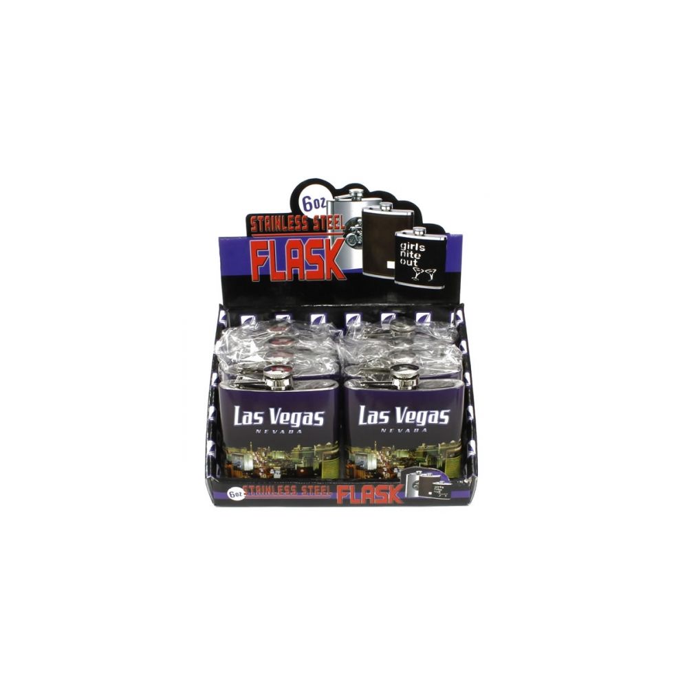 128 Wholesale Las Vegas Themed Flask In A Retail Counter Box Display