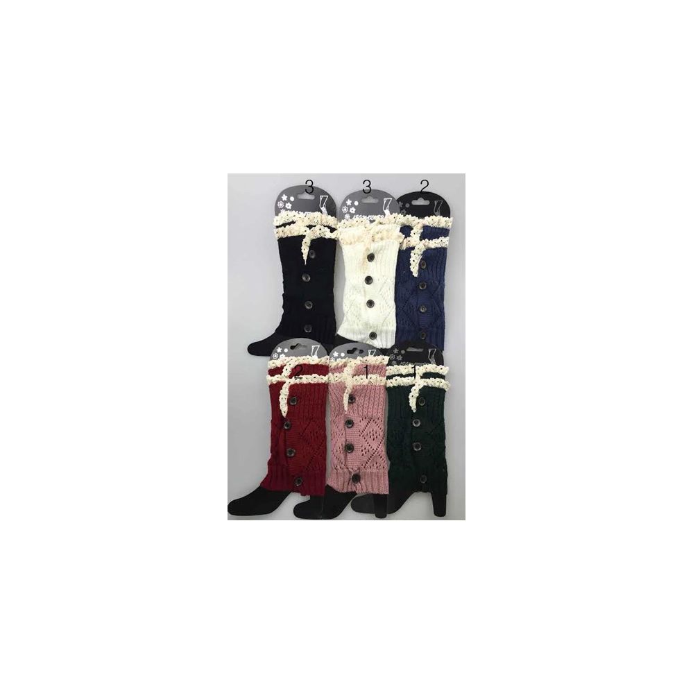 24 Pairs of Short Boot Topper Leg Warmer With Lace Trim And Buttons