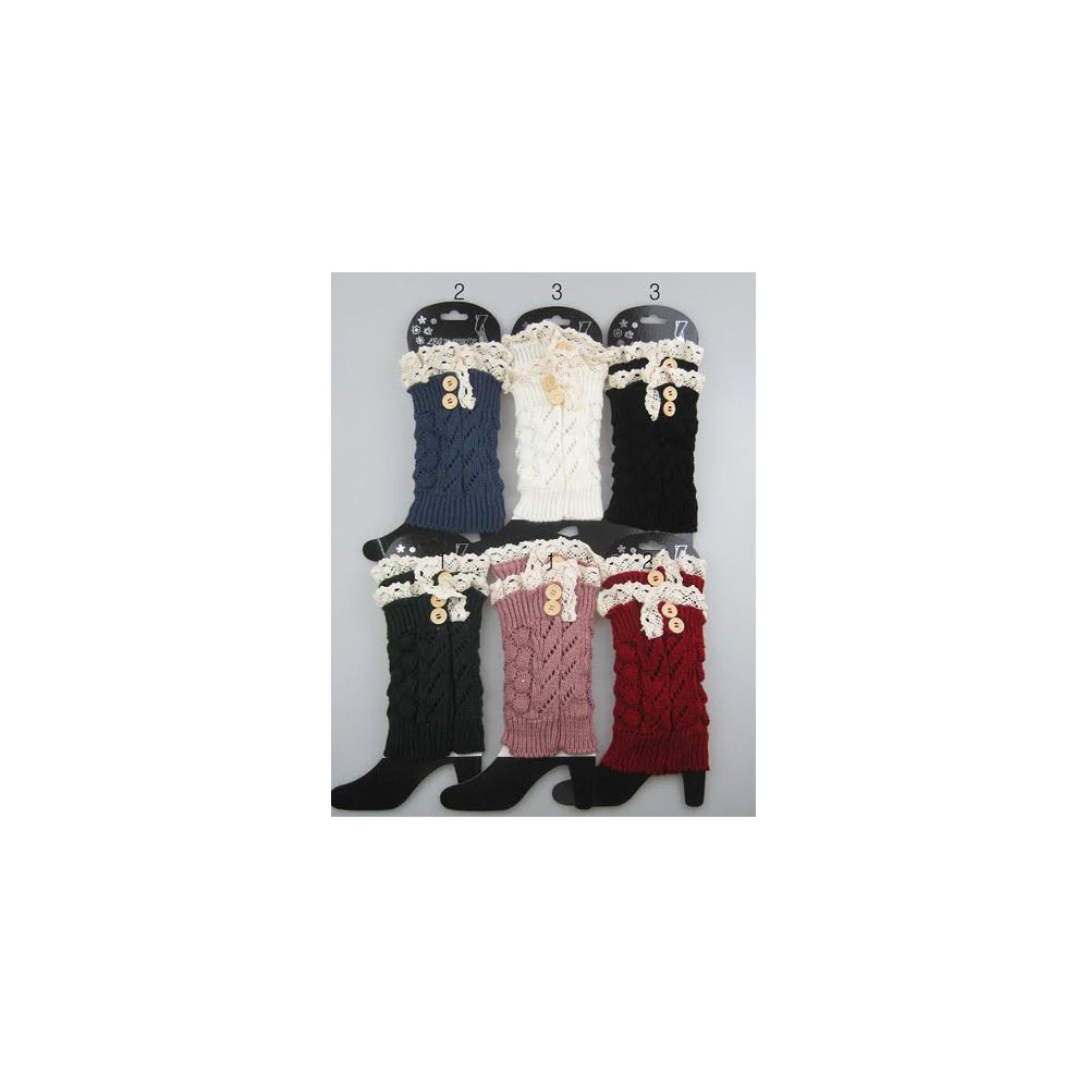 12 Pairs Short Boot Topper Leg Warmer With Lace Trim And Buttons - Womens Leg Warmers