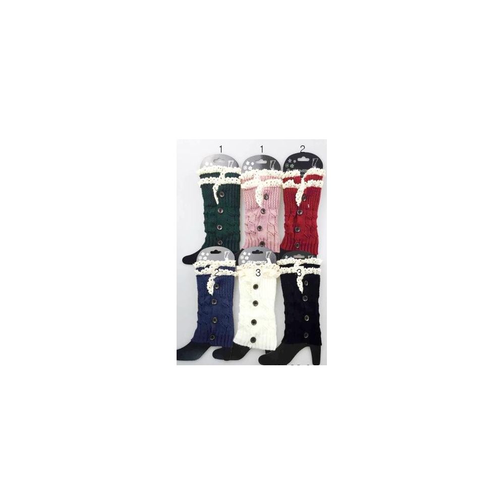 12 Pairs of Short Boot Topper Leg Warmer With Lace Trim And Buttons