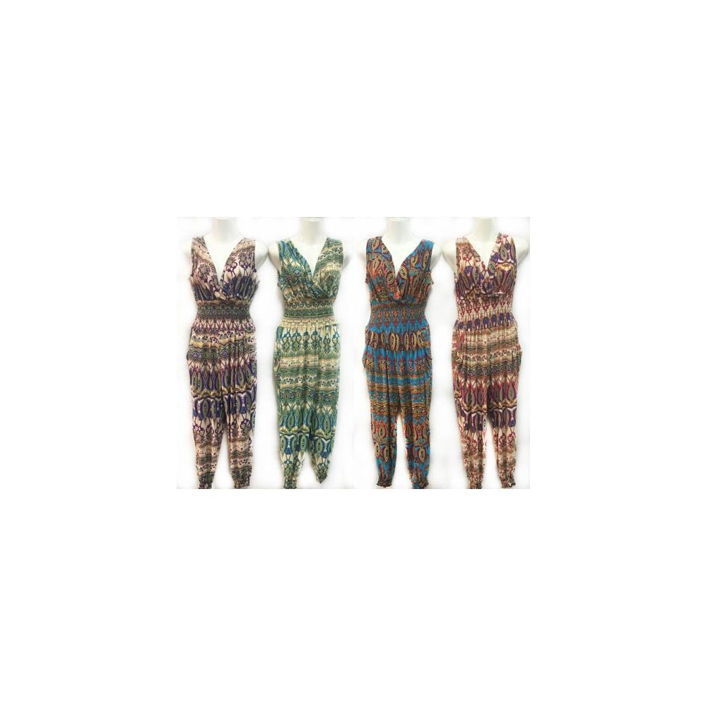 24 Pieces of Assorted Tribal Print Summer Romper Jumper Suits