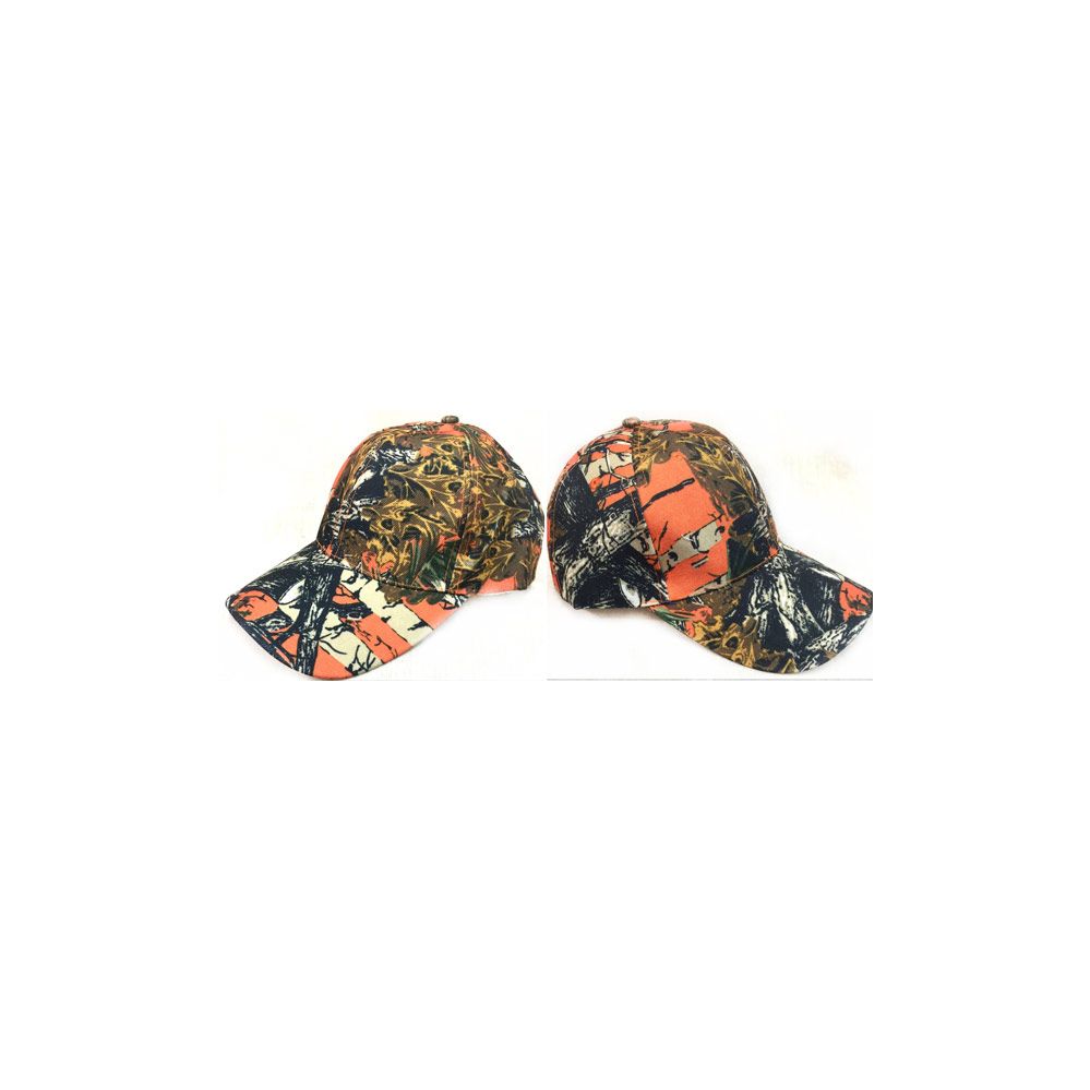 36 Wholesale Adjustable Baseball Hat With Orange Color Hardwood Camo