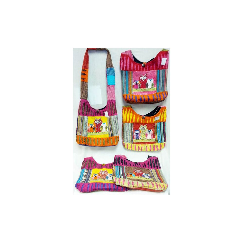 10 Wholesale Nepal Owl Group Design Hobo Bags Sling Purses Ast
