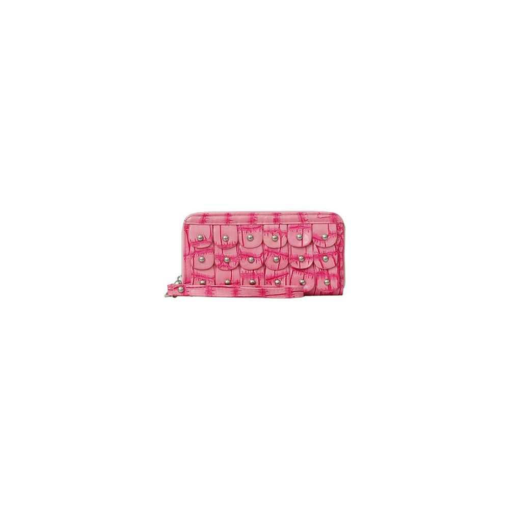 8 Pieces of Crocodile Pattern Solid Color Wristlet Wallet Rose Pink