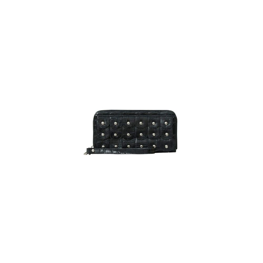 8 Pieces of Crocodile Pattern Solid Color Wristlet Wallet Black