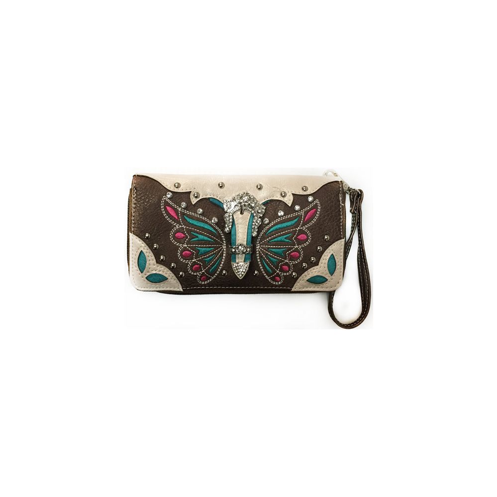 8 Pieces of Rhinestone Buckle Butterfly Wallet Wristlet Bronze