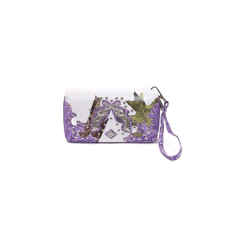 8 Pieces of Rhinestone Double Gun White Camo Wristlet Purple