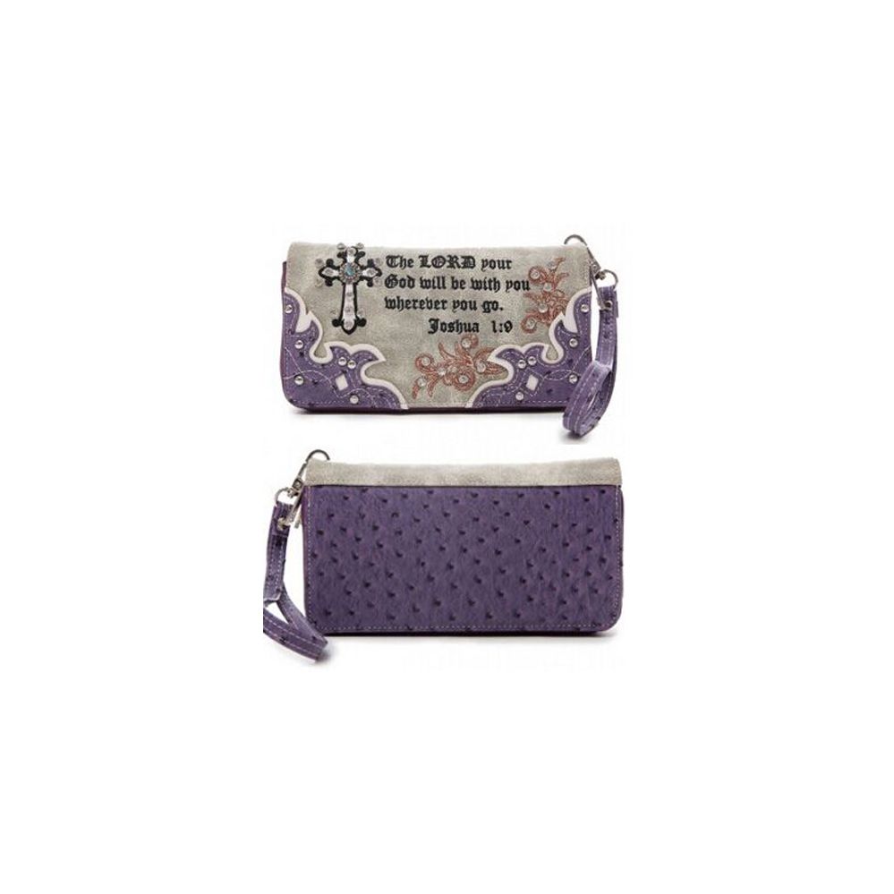 8 Pieces of Bible Verse Rhinestone Wristlet Purple