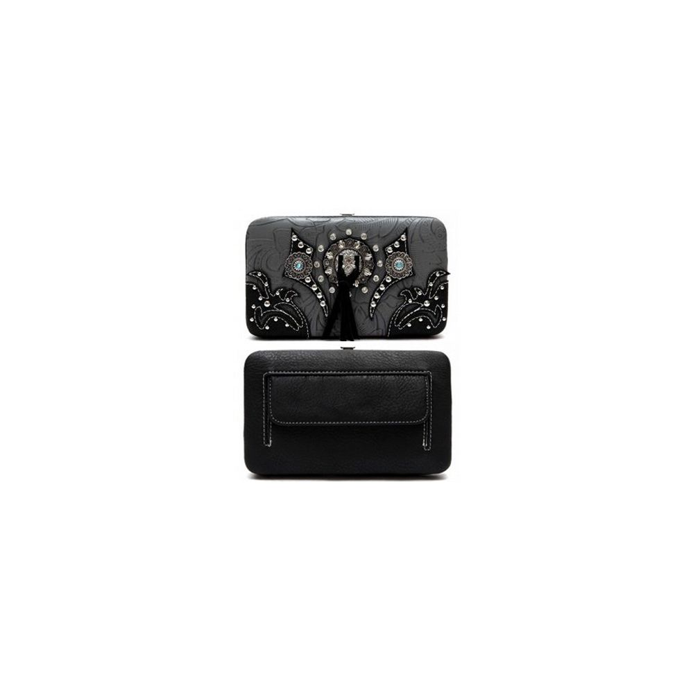 8 Pieces of Circular Emblem With Ribbon And Rhinestone Black
