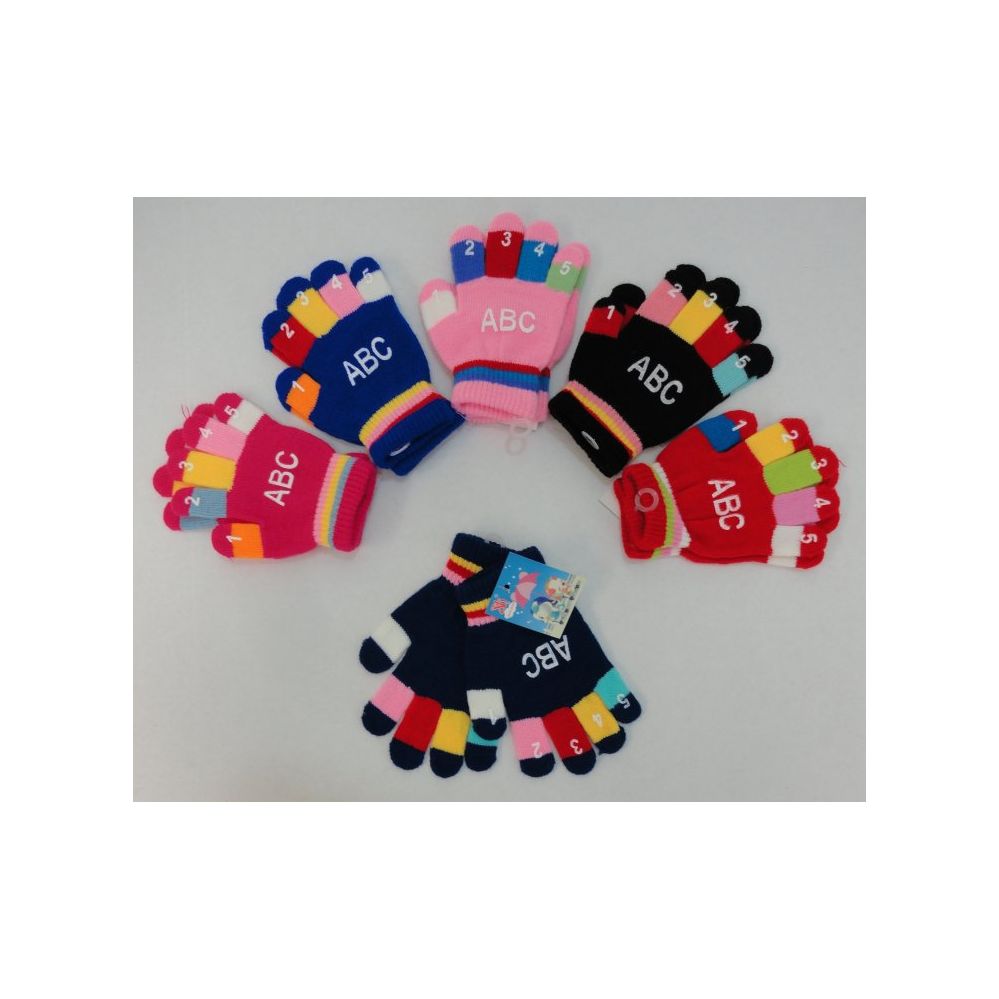 24 Pairs Kids Knitted GloveS-Abc Prints - Kids Winter Gloves