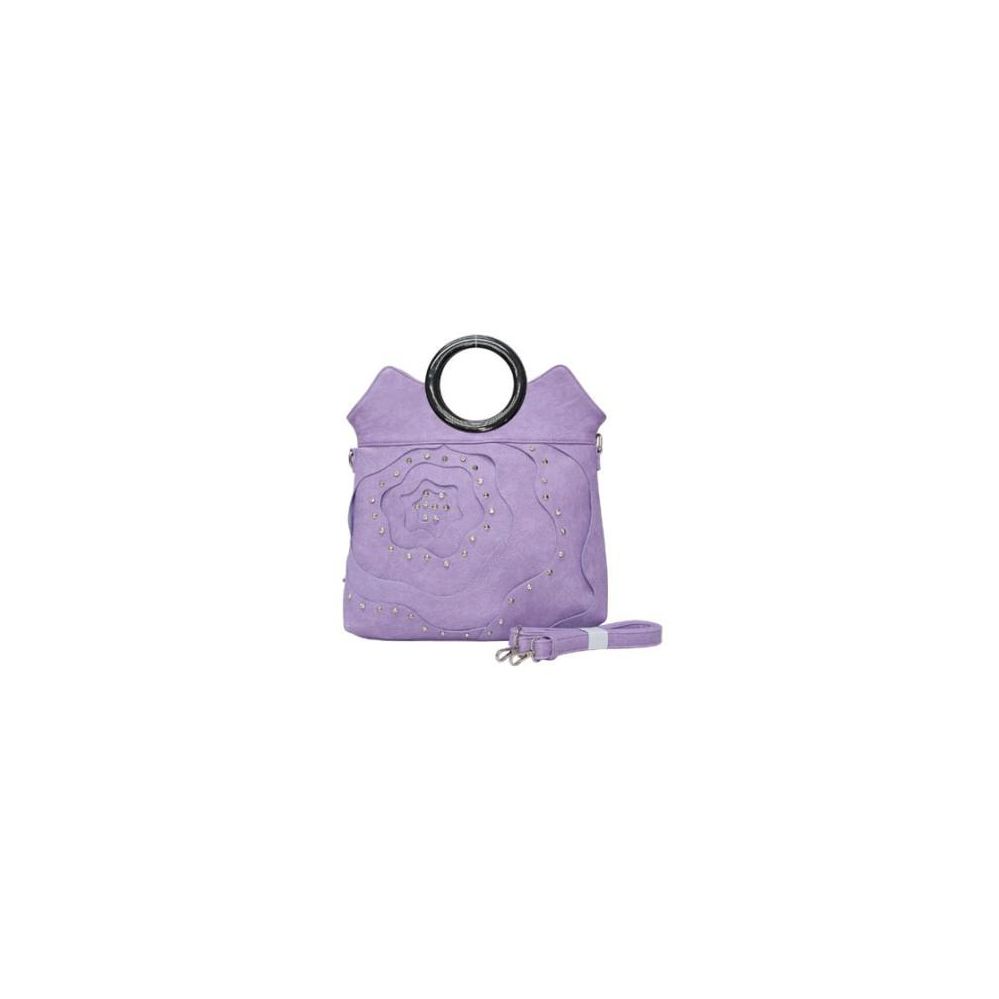4 Wholesale Purple Rose Pattern Rhinestone Fashion Purse With Long Strap