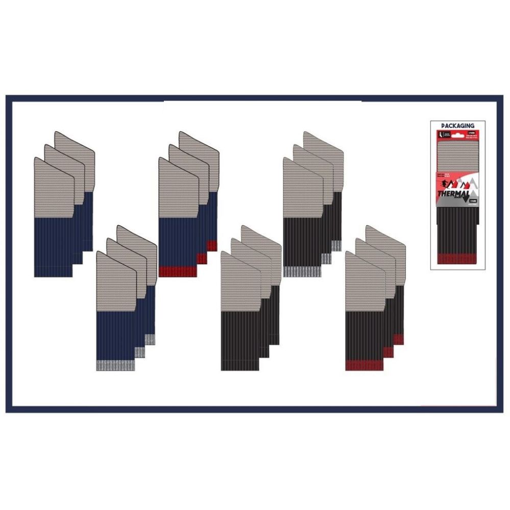180 Pairs of Unisex Thermal SockS- 3 Pair Pack Sizes 9-11