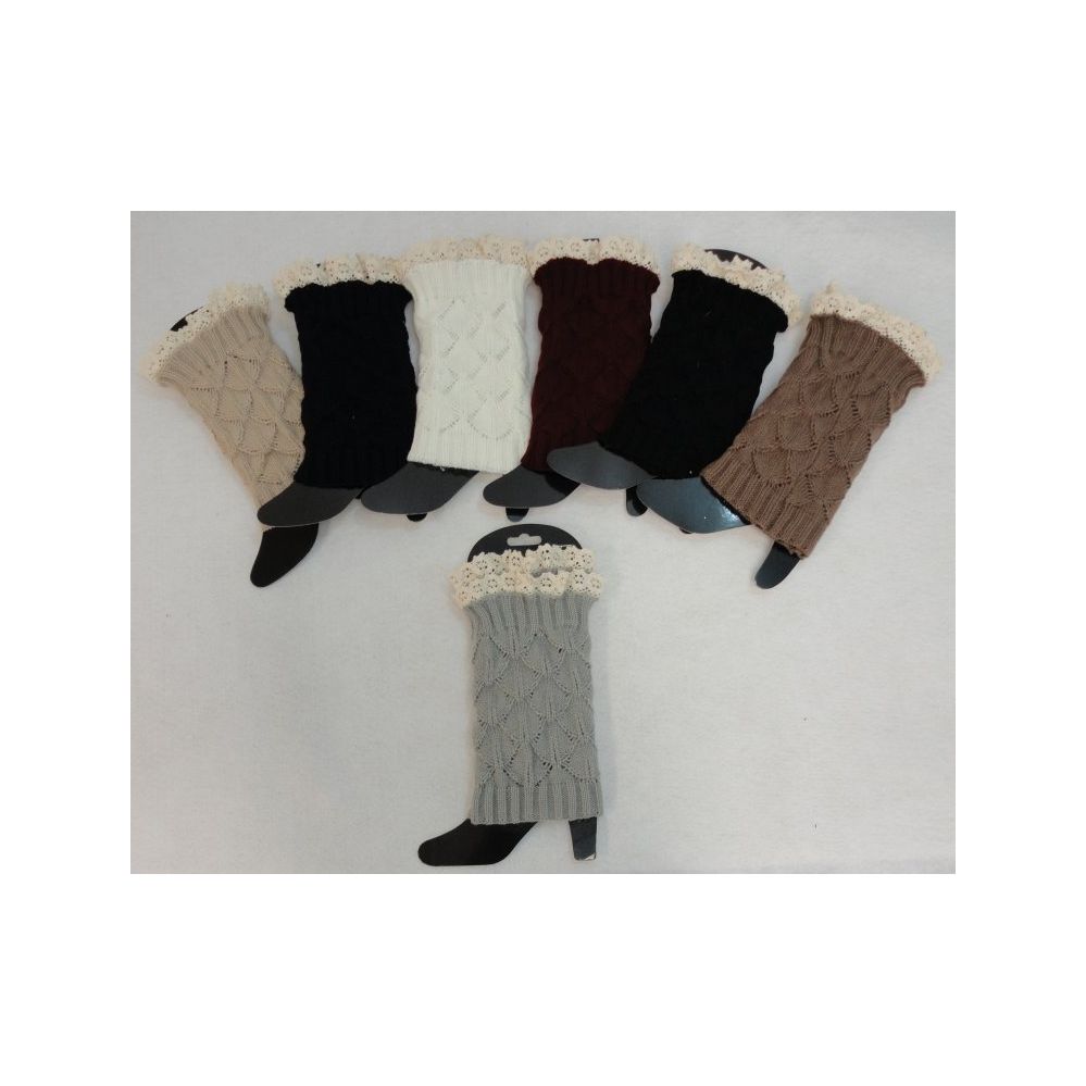 12 Wholesale Knitted Boot Cuffs [antique Lace]