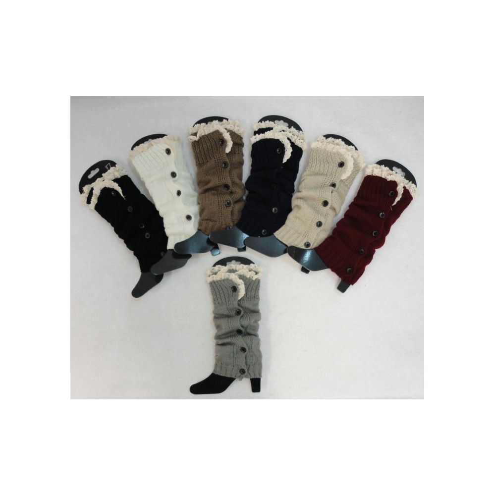 24 Wholesale Antique Lace Knitted Long Boot Cuffs