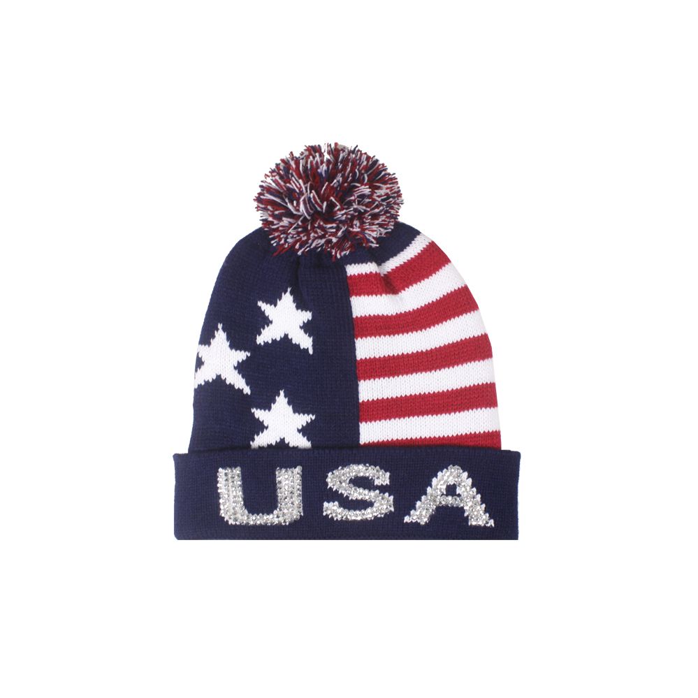 24 Pieces of Usa Rhinestones Men Winter Hat